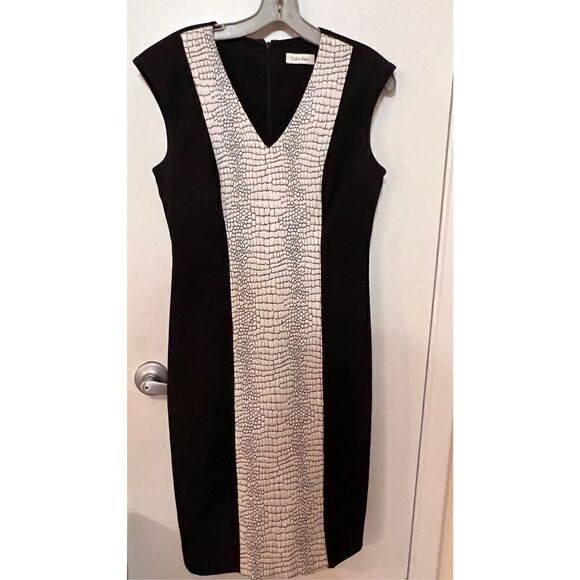 CALVIN KLEIN BLACK WHITE DRESS WOMENS SIZE 6 - Picture 3 of 9